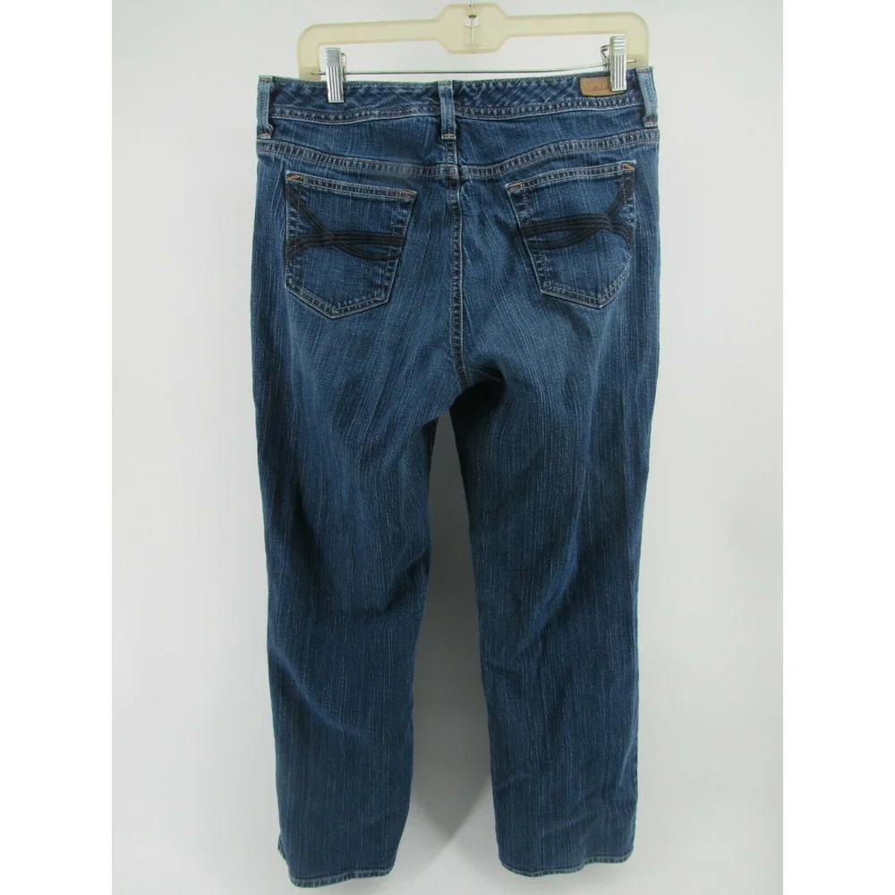 Eddie Bauer Womens Jeans sz 12R Blue Shaped Fit Stretch Whiskering Straight - Picture 4 of 10